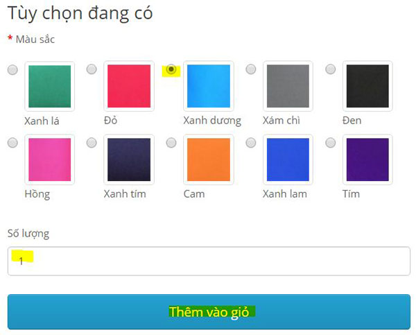 Chọn màu sắc