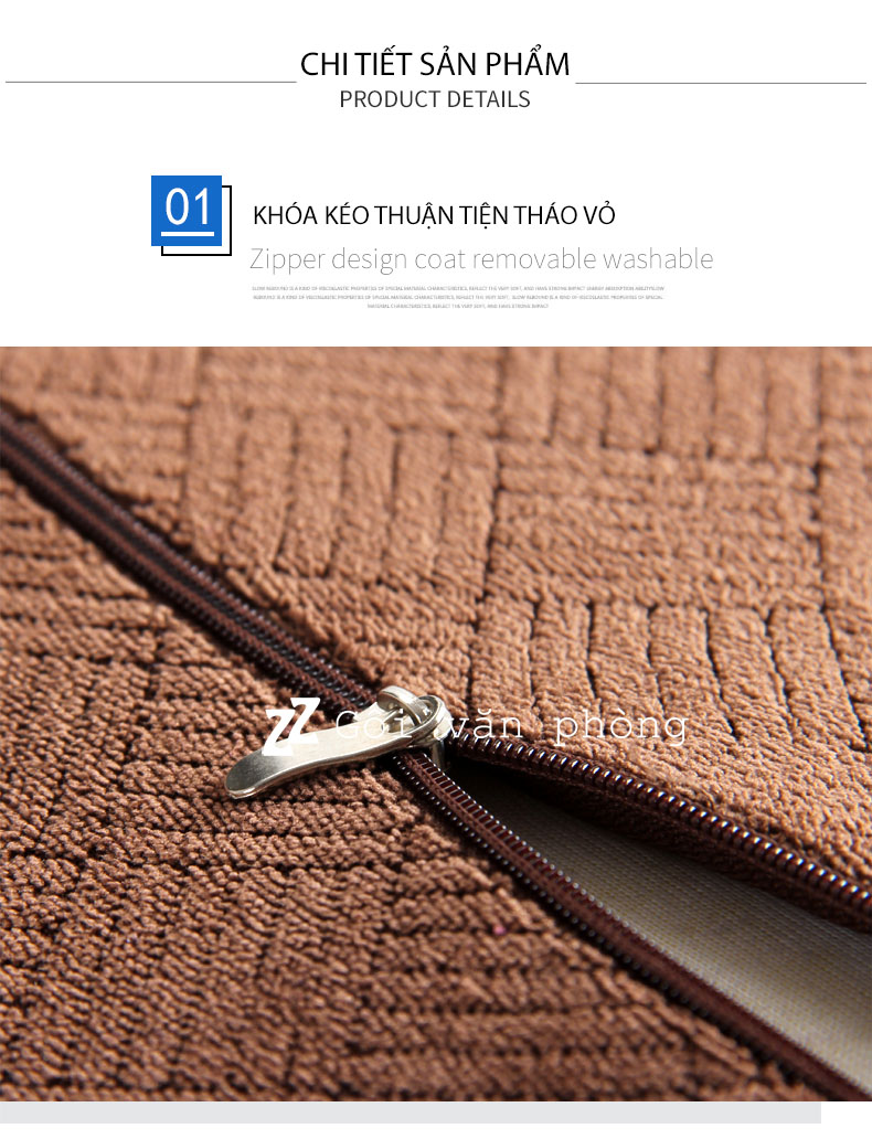 khóa kéo vỏ gối